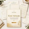 Kind Advocate digital PDF collection cover and workbook pages mockup
