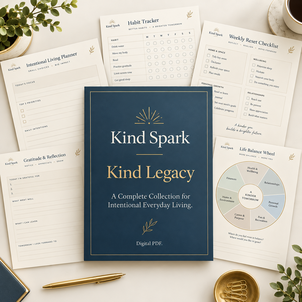 Kind Legacy digital PDF collection cover and planner pages mockup