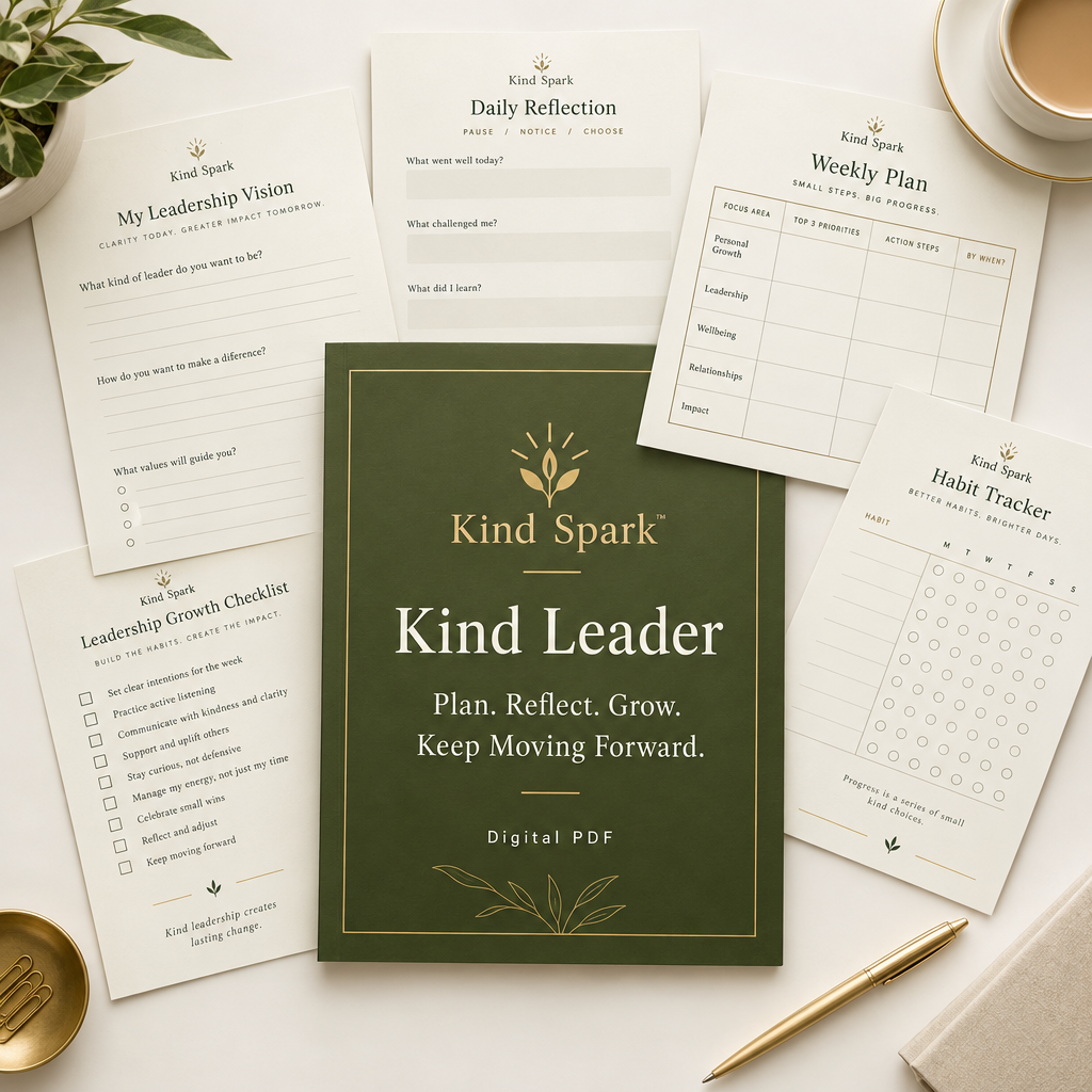 Kind Leader digital PDF collection cover and planner pages mockup