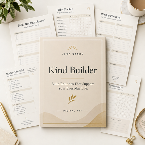 Kind Builder digital PDF workbook cover and planner mockup